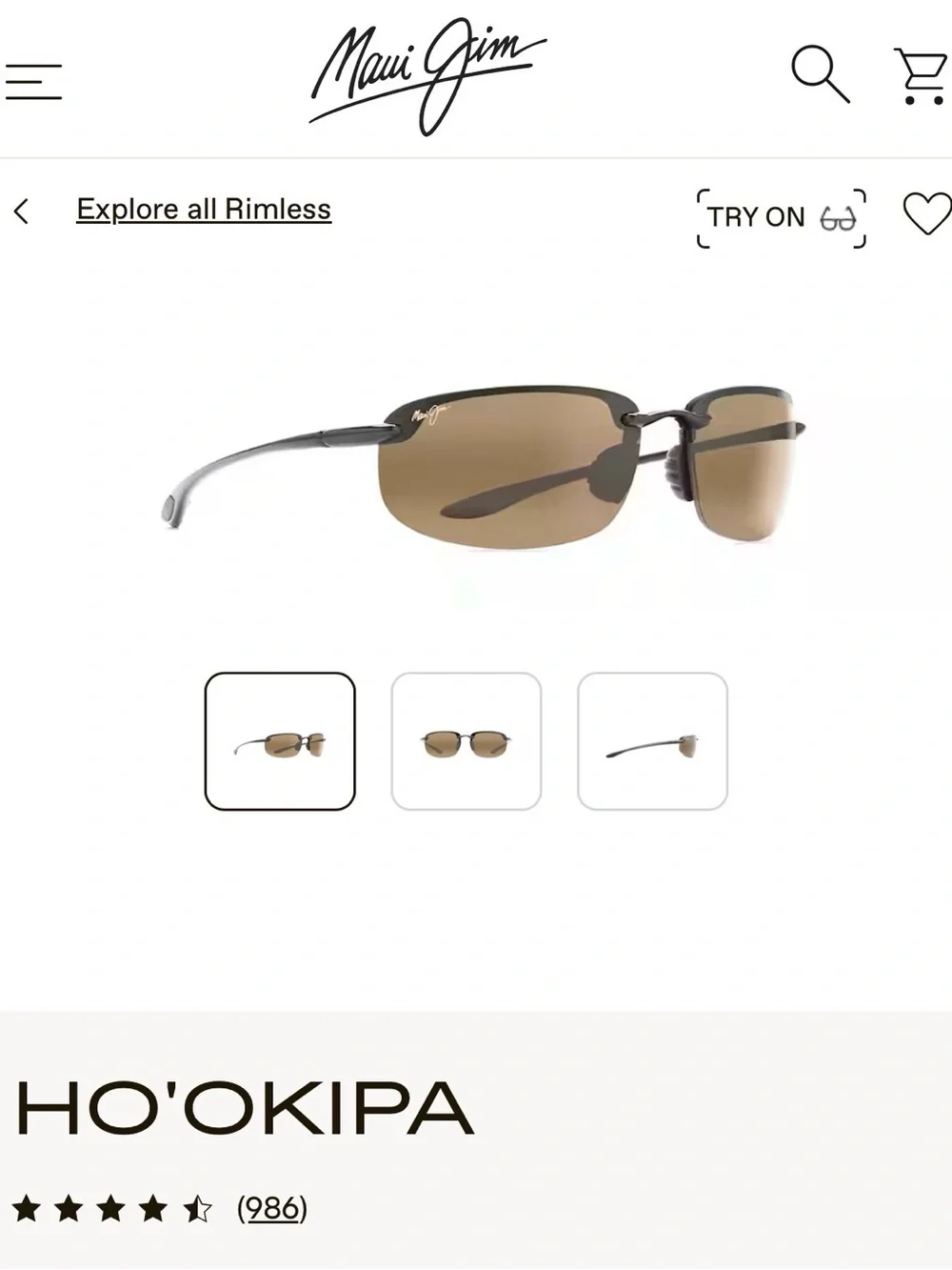 Maui Jim Ho'okipa Titanium Rimless sunglasses with Brown Lenses with case/ cloth